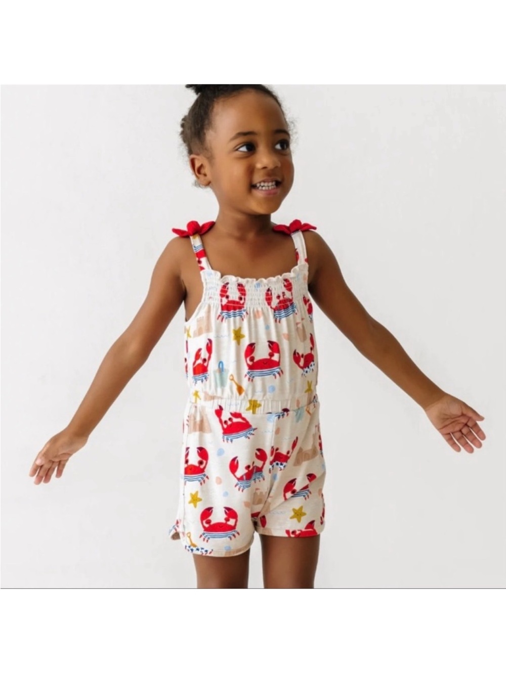 Play by Little Sleepies Bamboo Red Crab Romper Beach Summer Vacation Girl Boy 4T